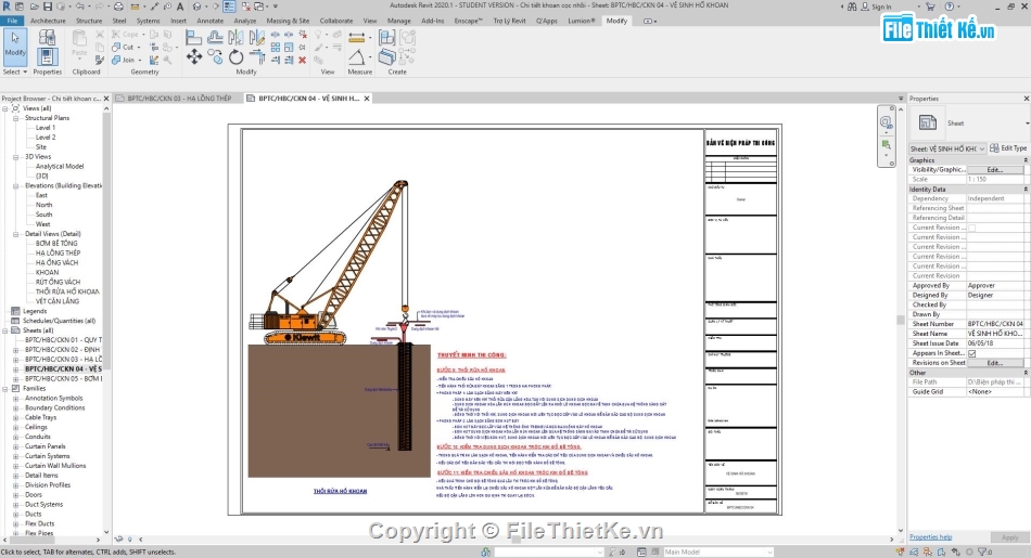 Biện pháp thi công cọc,3D revit cọc khoan nhồi,revit khoan nhồi cọc,cọc nhồi revit,thi công cọc khoan nhồi